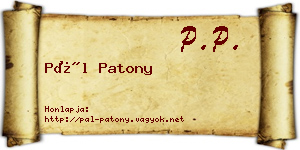 Pál Patony névjegykártya